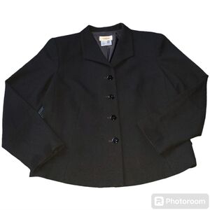 Talbots Petite Pure New Wool Black Blazer‎ size 10 made in USA euc